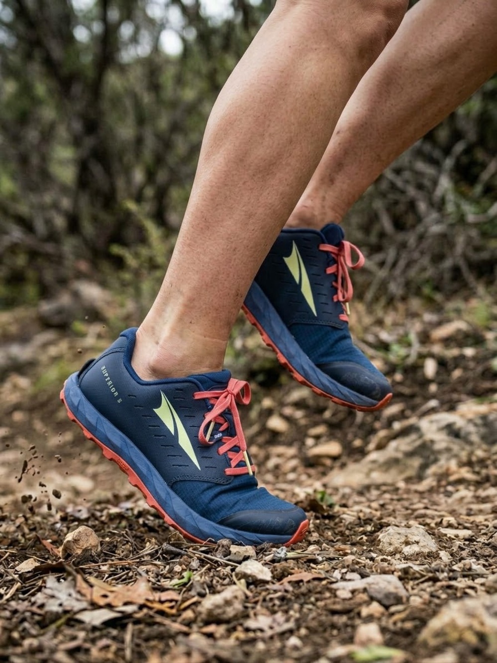 Altra Superior 5 Trail Running Shoes Womens Size 9.5 Navy Blue Coral Zero Drop